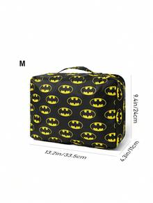 BATMAN X SHEIN 黑黃蝙蝠圖騰旅行收納袋，S/M/L 尺寸，拉鍊開合，衣物分類行李收納袋，適用旅行與商務出差 - 黑黃色 - 查看 9