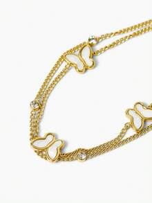 Vandermere 1 Piece Fashionable Butterfly Double-Layer Stainless Steel 18K Women's Bracelet - Gold - View 4
