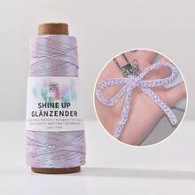 1mm/150m Glossy Holographic Flash Line, Wrapped With Gold And Silver Core, Suitable For DIY Weaving, Crochet, Party Decoration, And Jewelry Rainbow Yarn - Multicolor - View 3