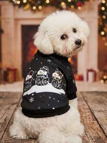 PETSIN 1pc Snowman Graphic Print Creweck Sweatshirt For Pets, Christmas - Multicolor - View 4