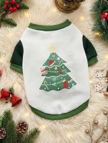 PETSIN 1 Piece Of Green Christmas Tree, Five Pointed Star, Red Christmas Socks, Gingerbread Man Pattern Print, Soft And Comfortable, Warm Pet Clothes - Multicolor - View 2