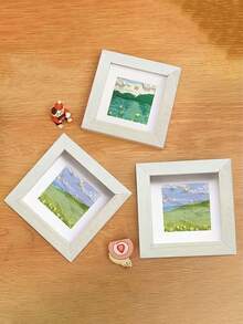 5pcs DIY Wooden Photo Frame Handmade Kit | Creative Clay Painting Decorative Photo Frame, Minimalist Wooden Style, Suitable For Home Decor, Handmade Gifts, Craft Projects And Photo Display, Customizable - 10*10cm - View 4