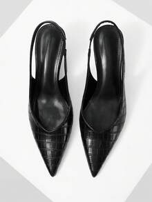 Mnmlis Pointed Wedge Heel Elegant And Simple Backspace Commuter Versatile Wedge Heel Shoes Fall Shoes - Black stone pattern - View 2