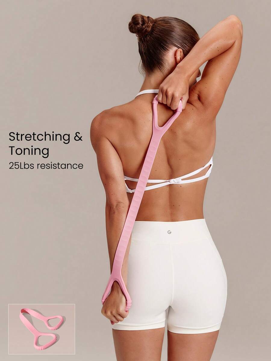 GLOWMODE 25lb Feel Good Sesh Silicone Resistance Band With Textured Non-Slip Grip For Yoga, Stretching & Toning Studio Gym Workout Fitness Wellness Accessory - Pink - View 1