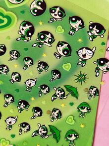 THE POWERPUFF GIRLS X SHEIN 可愛美甲貼紙 多用途水貼紙 適用於美甲、水瓶、文具與筆記本 DIY - 彩色 - 查看 3