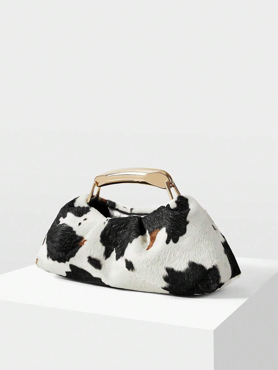 MOTF PREMIUM WOMEN'S FASHION HANDBAG, SOFT RETRO COW PATTERN MATERIAL, EXQUISITE HARDWARE HANDLE, FOR DAILY, COMMUTING, SHOPPING, TRAVEL, FESTIVALS - Milk pattern - View 2