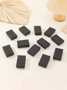 12pcs Simple & High-Grade Jewelry Packaging Box For Earrings, Rings, Necklaces, Pendants, Suitable For Holiday Gifts Packaging - Black - View 1