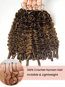 Boho Braids Highlight 4/27 金色捲髮鉤編真人髮 Miracle Knots 預分好束無結羽毛鉤編髮 金色輕量髮接 - S4/27 - 查看 4