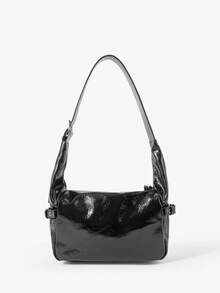Viva Strut Ladies Shoulder Bag, Large Capacity, Rivet Decoration, Sweet And Cool Spice Girl Y2K, Zipper Closure, Adjustable Shoulder Strap, Suitable For Daily Sh - Black - View 6