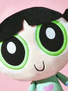 THE POWERPUFF GIRLS X SHEIN 1件卡通毛絨玩偶，由柔軟材質製成，配有精緻刺繡，可放置在沙發或車內裝飾，適合作為禮物 - 黑色 - 查看 4