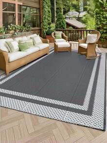 Double‑Sided Waterproof Plastic Grass Mat, Durable Non‑Slip Outdoor Rug, All‑Weather Plastic Floor Mat For Garden, Patio, Camping, Poolside, Backyard, Balcony And Picnic, Outdoor Entrance Decor Mat In Black & Beige - A - View 7