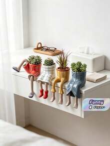 1pc Funny Leg Resin Succulent Planter Shelf SitterFlower Pot Creative Humanoid Shape Desktop DecorPlant Container Gift For Plant Lovers Home Office Ornament - multicolor - View 1