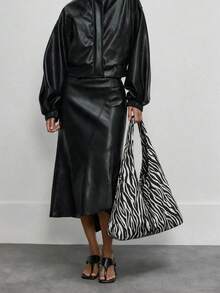 MUSERA Tas Tote Bahu Wanita Modis, Sederhana, Kapasitas Besar, Ringan, Motif Zebra, untuk Perjalanan Sehari-hari dan Belanja - pola zebra - View 2