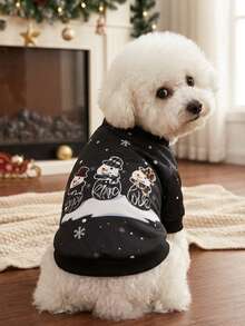 PETSIN 1pc Snowman Graphic Print Creweck Sweatshirt For Pets, Christmas - Multicolor - View 3