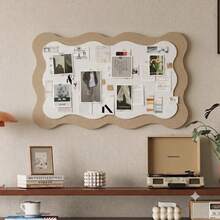 1 Buah Papan Buletin Felt Bertepi Gelombang Besar, Papan Pin Felt Tepi Kipas Estetis, Papan Pajangan Foto & Papan Visi Perekat Diri untuk Dekorasi Rumah, Kantor, dan Ruangan - A - View 2