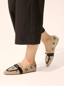 CUCCOO BASICS Women's Fashion Flat Shoes Are Suitable For Various Occasions Such As Summer Vacation, Back To School, College Life, Spring And Spring Break. - Apricot Black - View 4