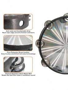AYUZEST Tamborin Drum Tangan Baris Ganda 6/8/10 Inci dengan Gemerincing Radiance untuk Dewasa - A - View 6