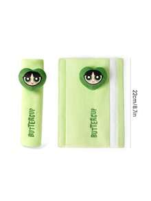 THE POWERPUFF GIRLS X SHEIN 1Pc Seat Belt Shoulder Cover, Green - Buttercup - View 2