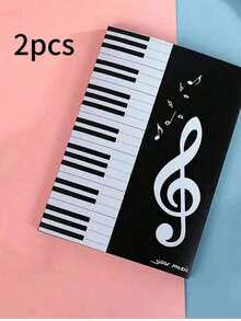 6-Page A4 Music Score Holder, 3 Fold PP Plastic Black, Piano Keyboard & Music Note Design, Waterproof Piano Score Clip, Reduce Page Turning, Ideal For Musicians Practice, Performance, Band, Music Class, Piano Accessory, Multipurpose Gift - Black - View 8