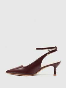 CUCCOO BIZCHIC Women's Pointed Toe Buckle Design Fashion High Heels For Daily Commute - Caramel Brown - View 5