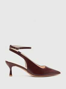 CUCCOO BIZCHIC Women's Pointed Toe Buckle Design Fashion High Heels For Daily Commute - Caramel Brown - View 4