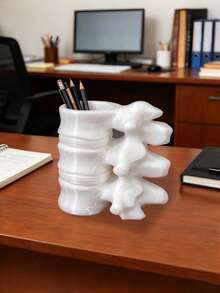1PC Standard Size Compact Plastic Durable Lightweight Non Slip Scratch Resistant Waterproof Rustproof Easy Clean Spine Shaped Pencil Holder Desktop Decorative Stationery Storage Box For Office Home School Clinic Desk Organizer Gift For Doctors - Multicolor - View 5