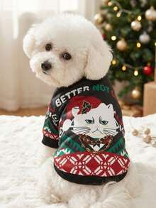 PETSIN 1 Pc Christmas Cat Print Sweatshirt For Dogs & Cats - Multicolor - View 3