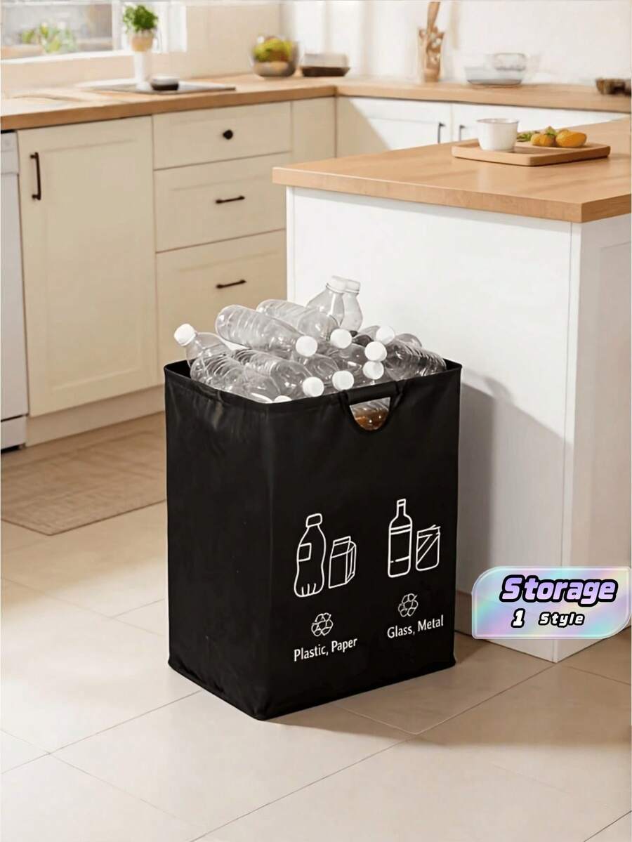 1PC Large Capacity Foldable Thickened Tear ResistantSponge Handle Can Garbage Bin Collapsible SpaceSaving For Home Office Kitchen Storage Container - A - View 1