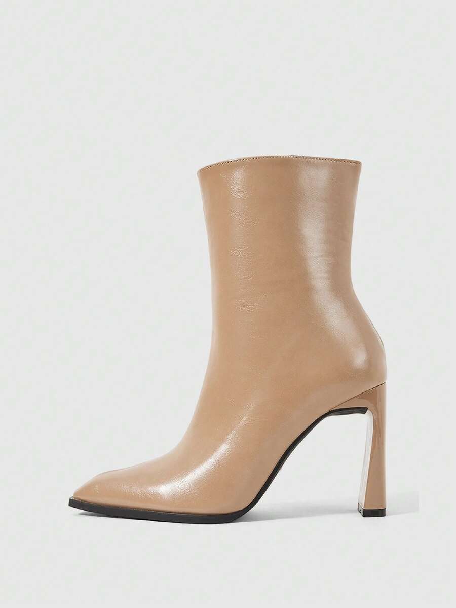 Sleekvia Classic Western-Style Women's Low-Heeled Platform Boots, Suitable For Daily And Festive Occasions In Autumn And Winter - Apricot - View 1