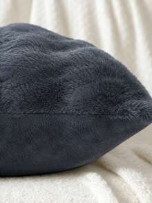 Cirelle 1pc Soft Plush Throw Pillow Cover, Luxury Faux Rabbit Fur Square Cushion Case, Decorative Fluffy Pillowcase For Sofa Couch Bedroom Home Decor, Solid Color, No Pillow Insert - Dark Grey - View 4