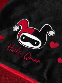 Harley Quinn X SHEIN 1件裝 紅黑拼色刺繡烘髮帽，禮品，居家浴室裝飾 - 黑紅 - 查看 8