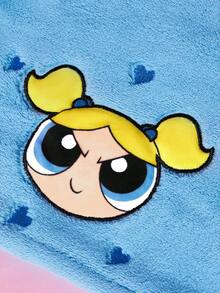THE POWERPUFF GIRLS X SHEIN 1件裝卡通乾髮帽，適用於不同髮量，家用浴室裝飾 - 藍色 - 查看 7