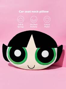 THE POWERPUFF GIRLS X SHEIN 1件裝 Buttercup 車用座椅頸枕，彈性帶適用於大多數車型，可愛卡通設計裝飾枕，可用於車內 - 綠色 - 查看 2