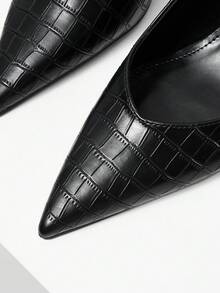 Mnmlis Pointed Wedge Heel Elegant And Simple Backspace Commuter Versatile Wedge Heel Shoes Fall Shoes - Black stone pattern - View 4
