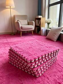 16 Buah Keset Lantai Mewah yang Saling Terhubung, Ubin Karpet Busa Puzzle Warna Solid, Keset Tebal yang Dapat Dipotong untuk Dekorasi Rumah Kamar Tidur - MultiWarna - View 11
