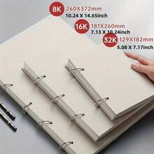 دفتر رسم وسكيتش بوك 16K/8K بأوراق سائبة، 1 قطعة، بملمس كتاني، دفتر رسم وتدوين ملاحظات قابل للفصل - قطعة واحدة - مشاهدة 3