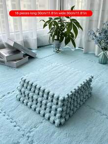 16 Buah Keset Lantai Mewah yang Saling Terhubung, Ubin Karpet Busa Puzzle Warna Solid, Keset Tebal yang Dapat Dipotong untuk Dekorasi Rumah Kamar Tidur - MultiWarna - View 21