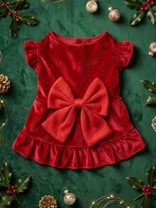 PETSIN 1 Piece Of Christmas Suspender Dress With Red Bow, Cute Pet Clothes, Soft And Comfortable Skirt - Multicolor - View 2