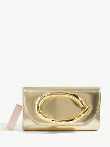Soiraine Stylish Metal Arm-In-Arm Bag, Suitable For Parties - Gold - View 3