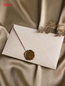 2pcs Plain Envelopes, Vintage Multipurpose Envelopes, Office Envelopes, Wedding Invitations, Love Letters, Greeting Cards, New Year Friend Gifts, Stationery, Wax Seals - Multicolor - View 15