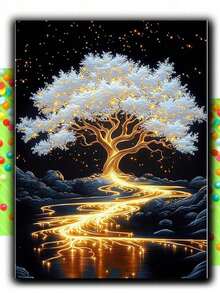 Adult Platinum Tree 5D Diamond Painting Set, Life Tree Diamond Decorative Artwork, Adult Handicraft Decoration, Suitable For Home And Office Wall Decoration - multicolor - View 2