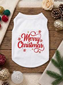 PETSIN 1 Snowflake Pattern And Letter Printed Pet Vest, Christmas Themed Casual Style, Warm, Breathable And Comfortable Pet Clothing - Multicolor - View 3
