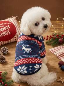 PETSIN 1 Pc Christmas Flannel Cute Print Pet Sweatshirt Without Hat - Multicolor - View 3