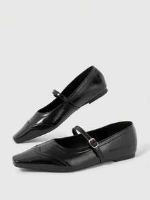 Sleekvia Women's Front Lace-Up Flat Casual Shoes - Black 7 - View 3