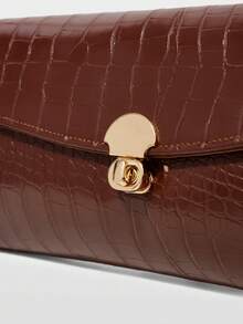 MOTF LADIES FASHION BROWN CLUTCH BAG, EXQUISITE RETRO CROCODILE PATTERN PU BAGUETTE BAG, FOR PARTIES, PARTIES, SHOPPING, WEDDINGS, DRESS MATCHING - Brown - View 6