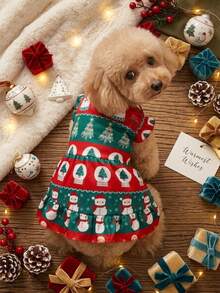 PETSIN 1pc Pet Dog Cat Christmas Snowflake Cute Dress Skirt - Multicolor - View 5