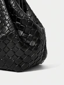 SHECARRY Woven Embossed Clip Bag, Cloud Bag, Clutch Bag. - Black - View 6