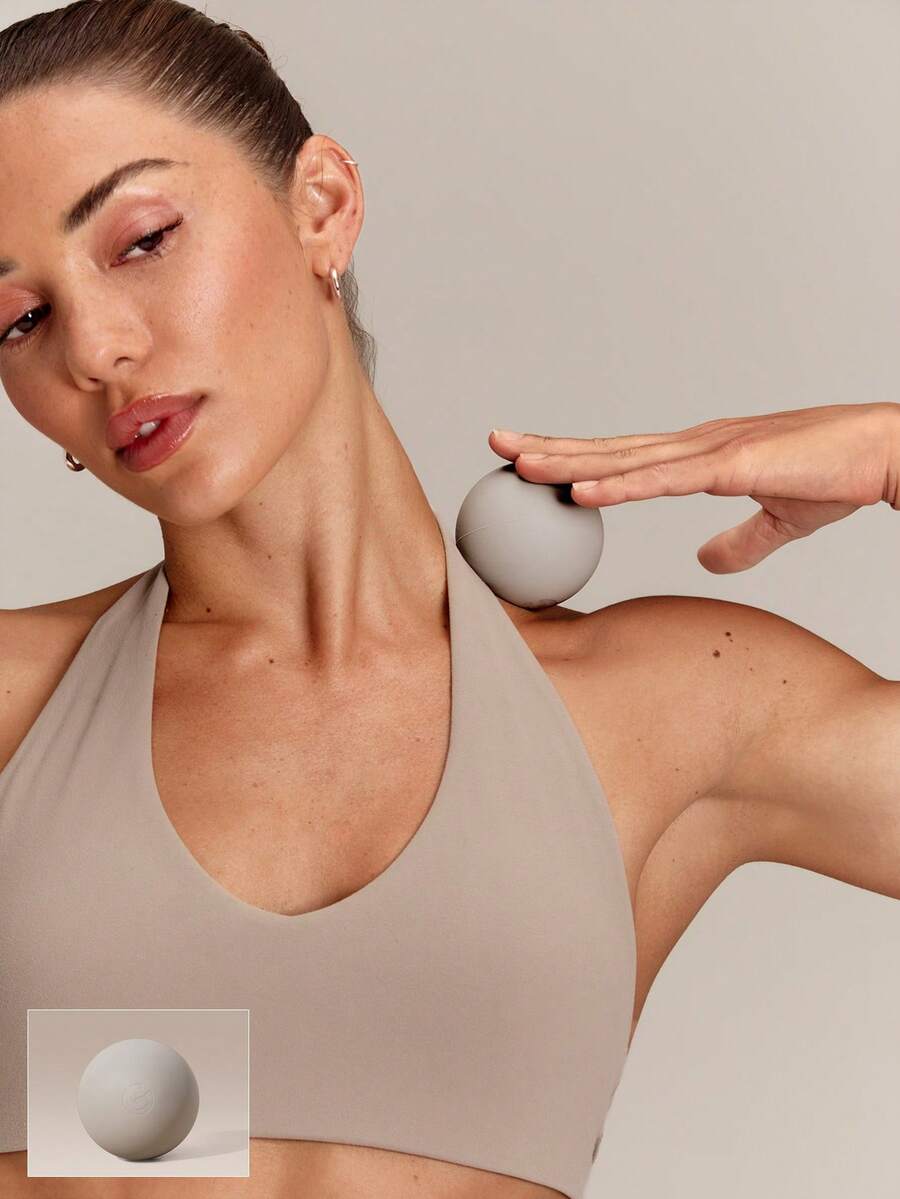 GLOWMODE Extra Love Smooth Silicone Massage Ball For 360° Muscle Relaxation & Recovery Yoga Pilates Studio Gym Workout Fitness Wellness Accessory - Milk tea color - View 1