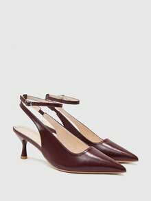 CUCCOO BIZCHIC Women's Pointed Toe Buckle Design Fashion High Heels For Daily Commute - Caramel Brown - View 1