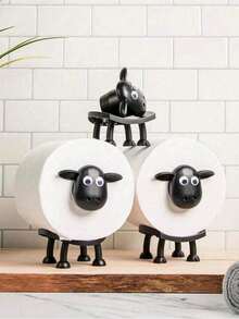 1/3pcs Sheep Shaped Toilet Paper Holder, Fun 3D Printed Black Sheep Design, Freestanding Toilet Paper Storage Rack, Suitable For Bathroom Shelf, Housewarming Gift, Bathroom Decor And Kitchen - Multicolor - View 4